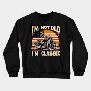 4th Of July Vintage Biker America Flag Motorcycle Rider Father's Day Crewneck Sweatshirt